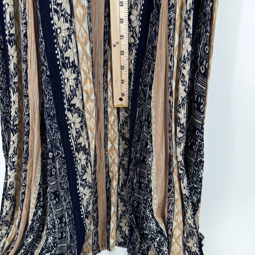 Betsy Lauren Vintage‎ Maxi Dress Womens 6 Boho Layered Lace Up Rayon Neutrals